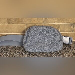 Blue Sherpa-Like Fanny Pack